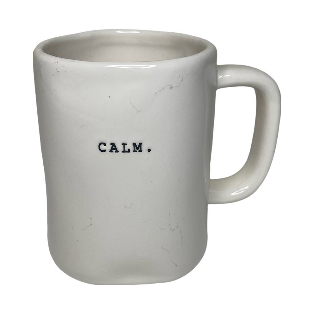 RAE‎ DUNN Magenta Mug CALM Typewriter Font Stamped Ceramic Artisan Collection